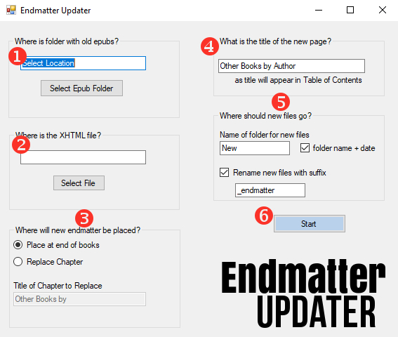 Visual of Endmatter Updater Application